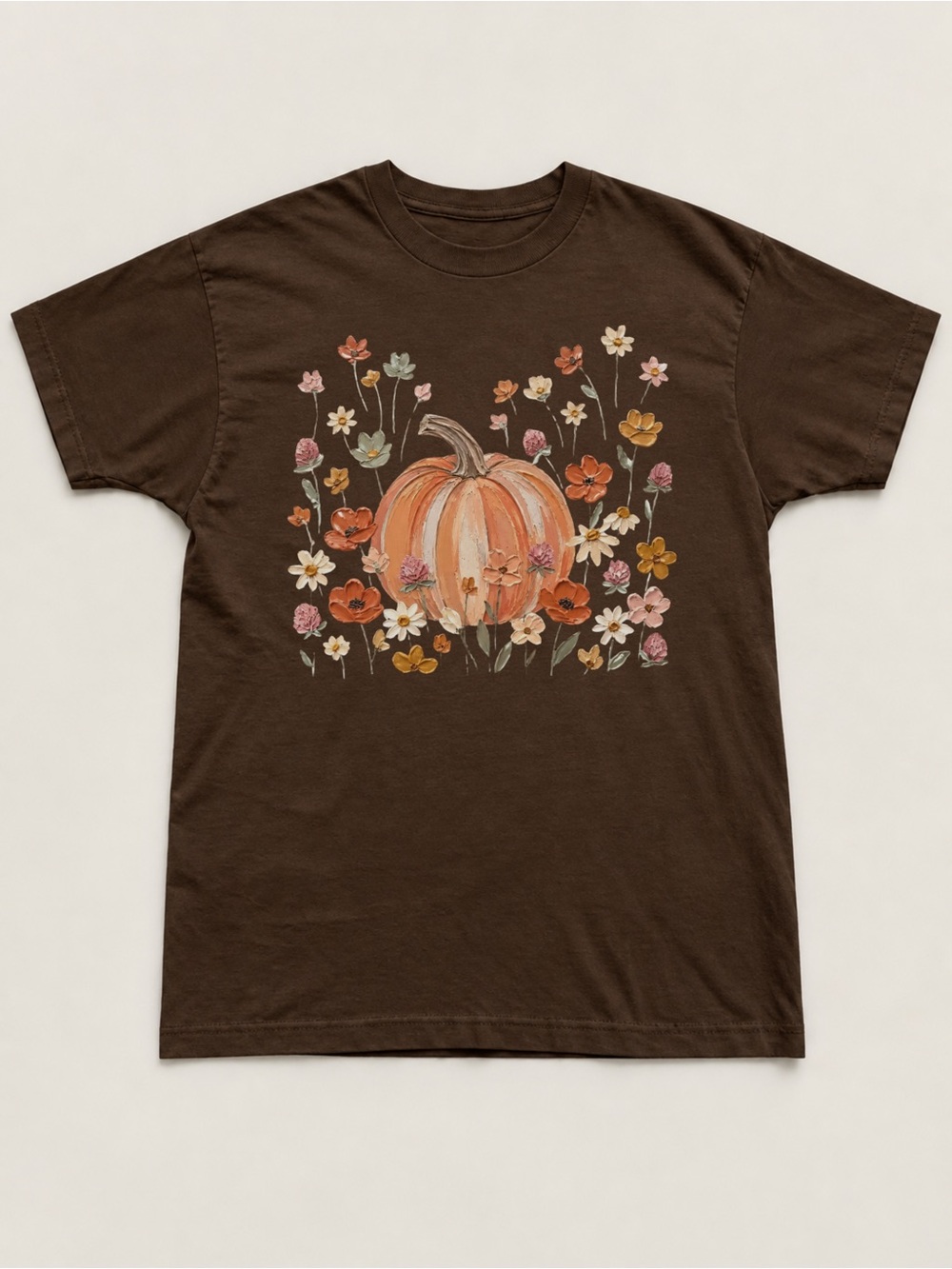 Wildflower Pumpkin Graphic Unisex T-shirt Boho Autumn Graphic Tee